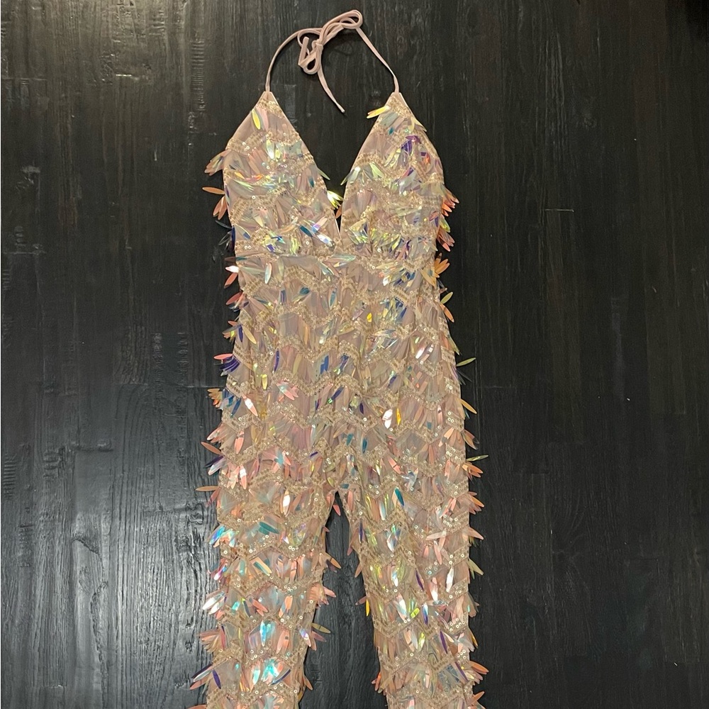 Iridescent Embellished Jumpsuit - Size S
